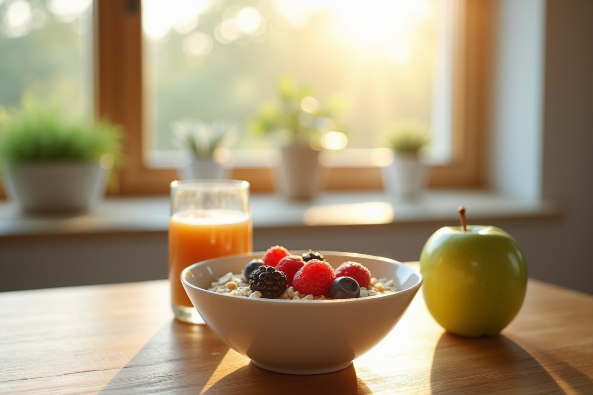 Petit déjeuner sain avec flocons d